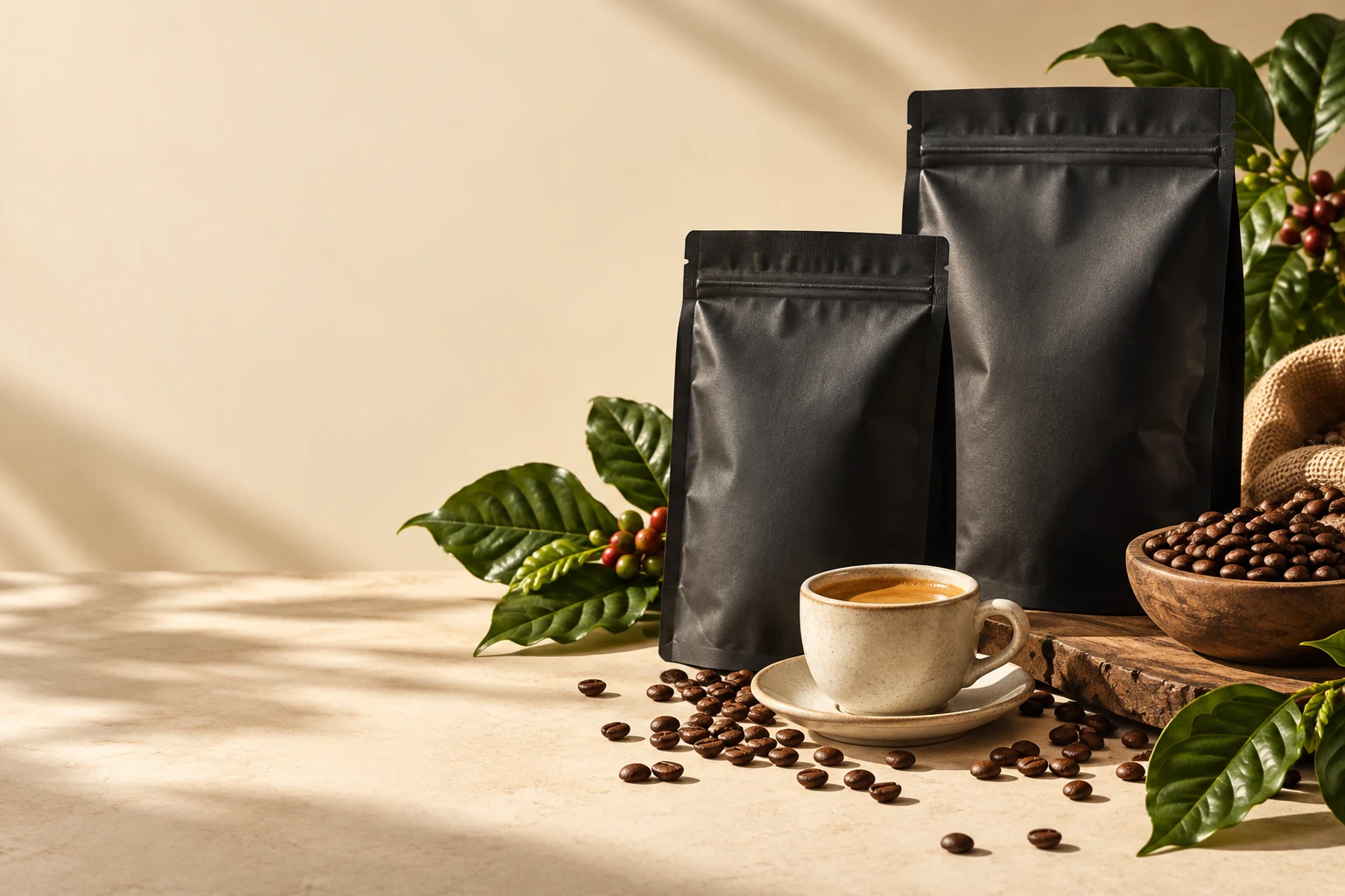Ejemplo de fotografía de producto para una campaña de café
